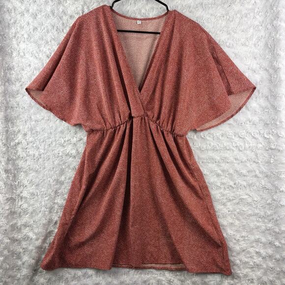 Red & White Polka Dot Dress Womens Size Large Tunic Top Blouse Shein - Picture 1 of 5